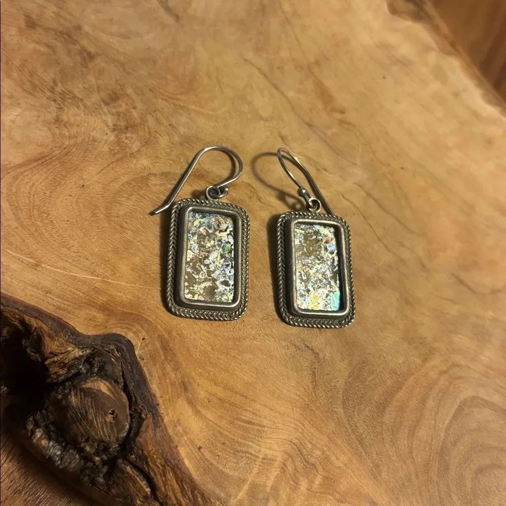 Israeli Glass Sterling Silver Earrings